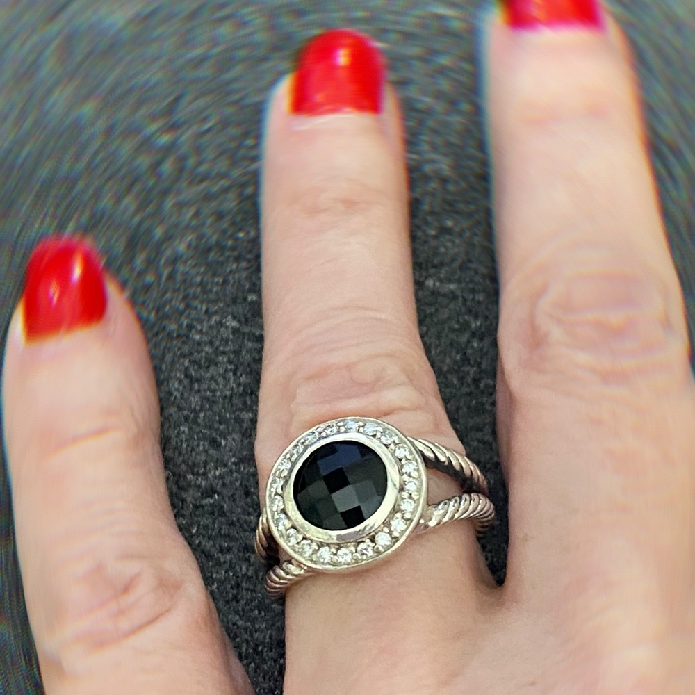 David Yurman Ring Onyx and Diamond
